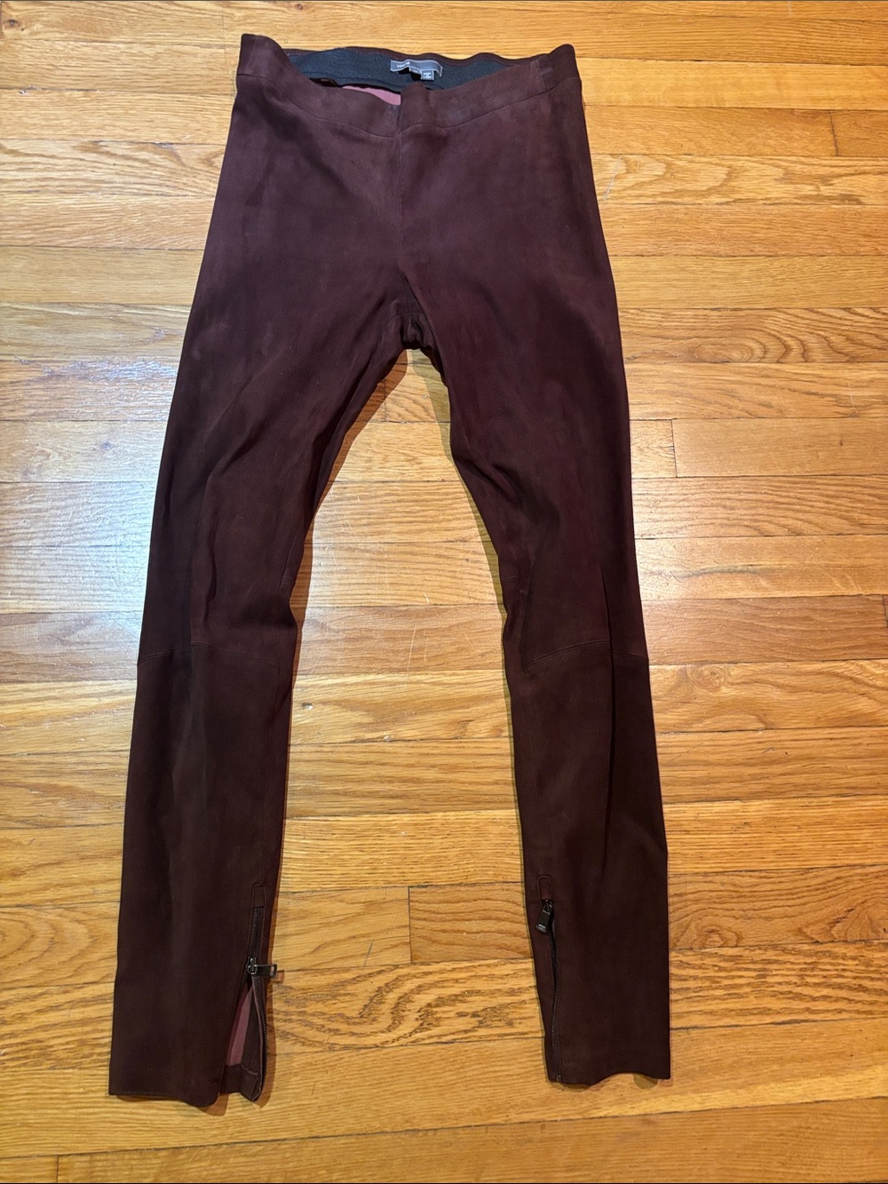 VINCE WOMENS Burgundy 100% -suede leather Leggings - size medium